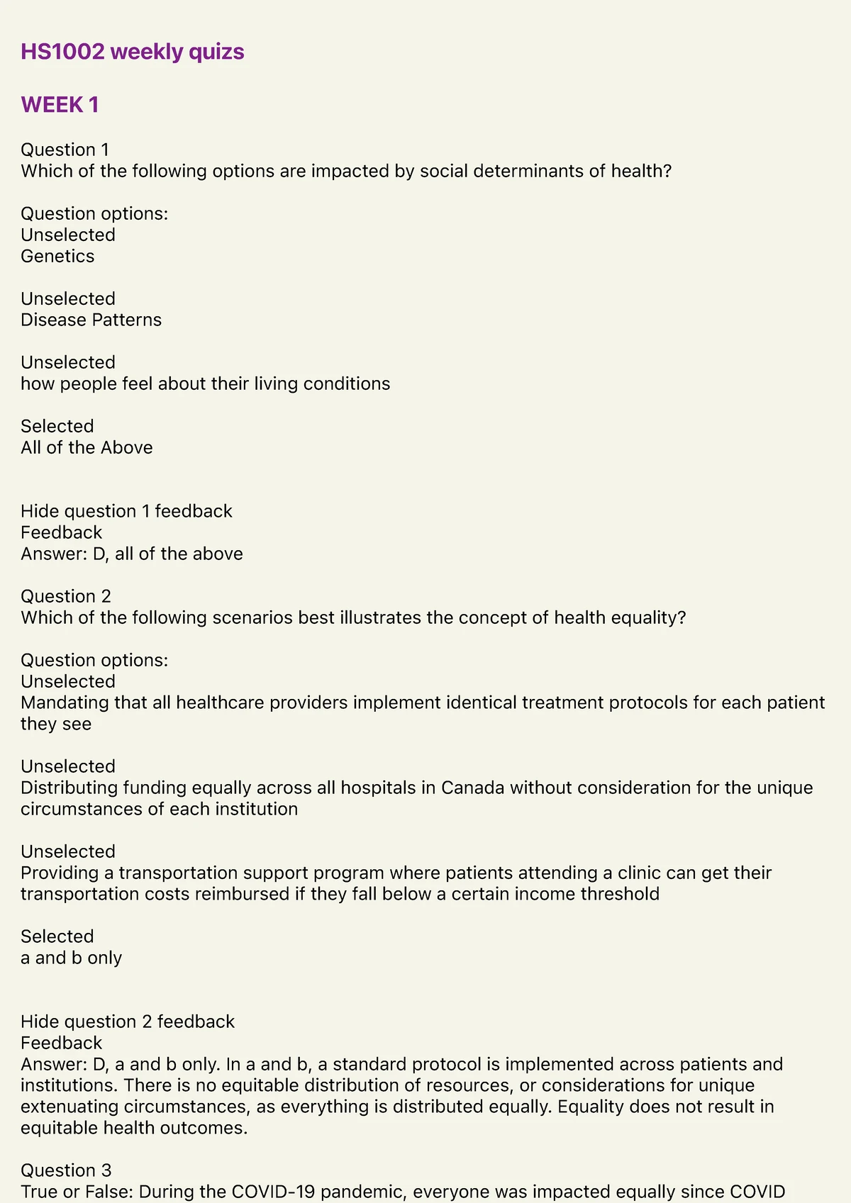 HS 1002 - Week 1 Lesson Notes on Social Determinants of Health - Studocu