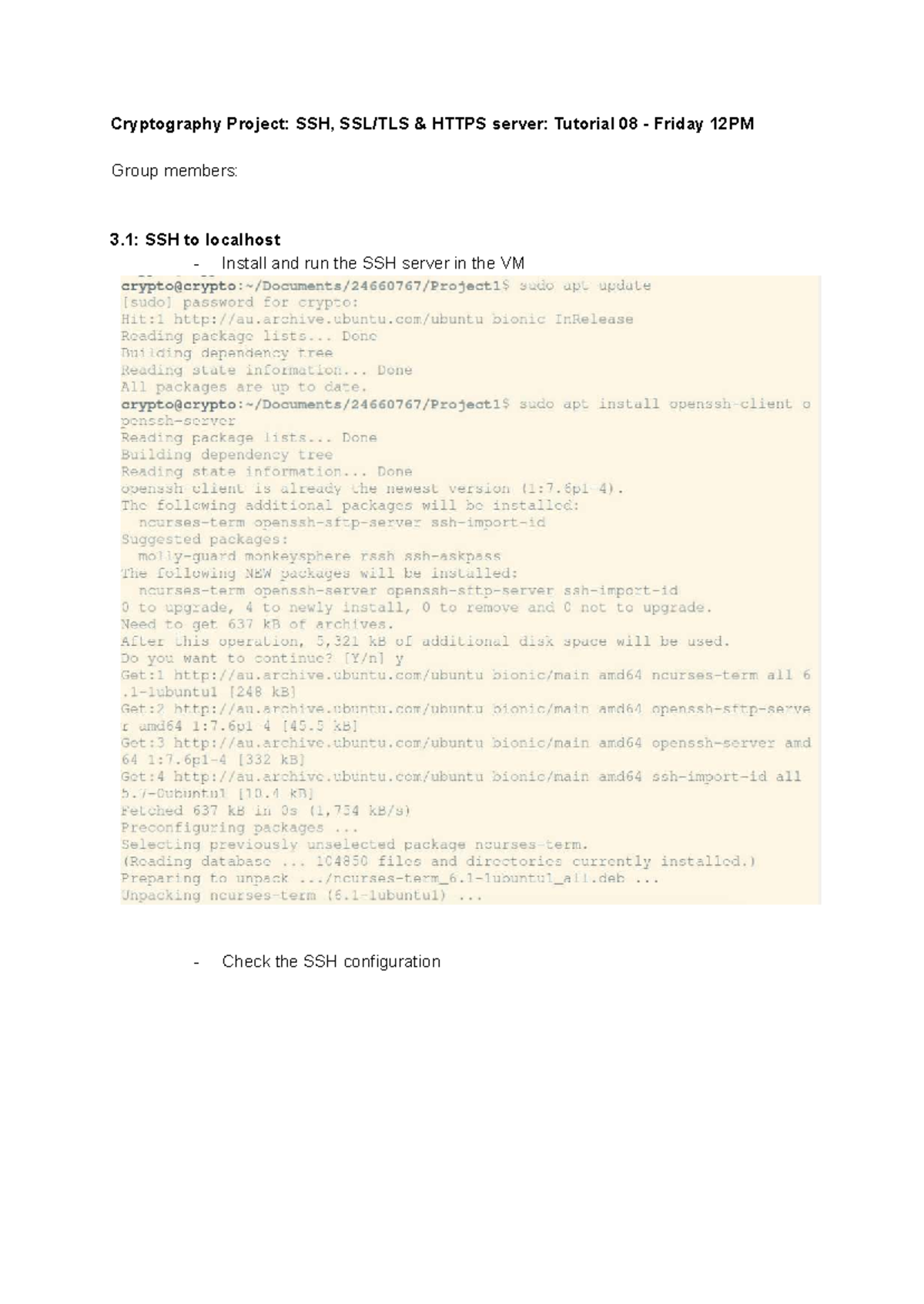 Cryptography Project: SSH, SSL/TLS & HTTPS Server Tutorial 08 - Studocu
