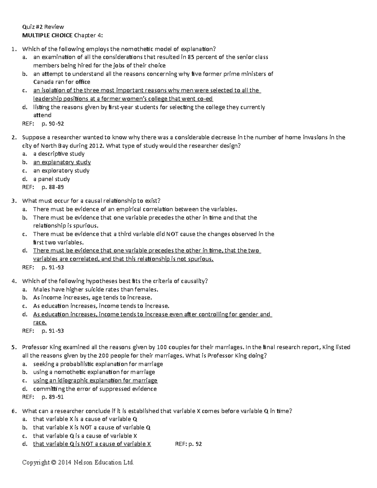 Quiz #2 Review Questions with Key Concepts in Social Research - Studocu