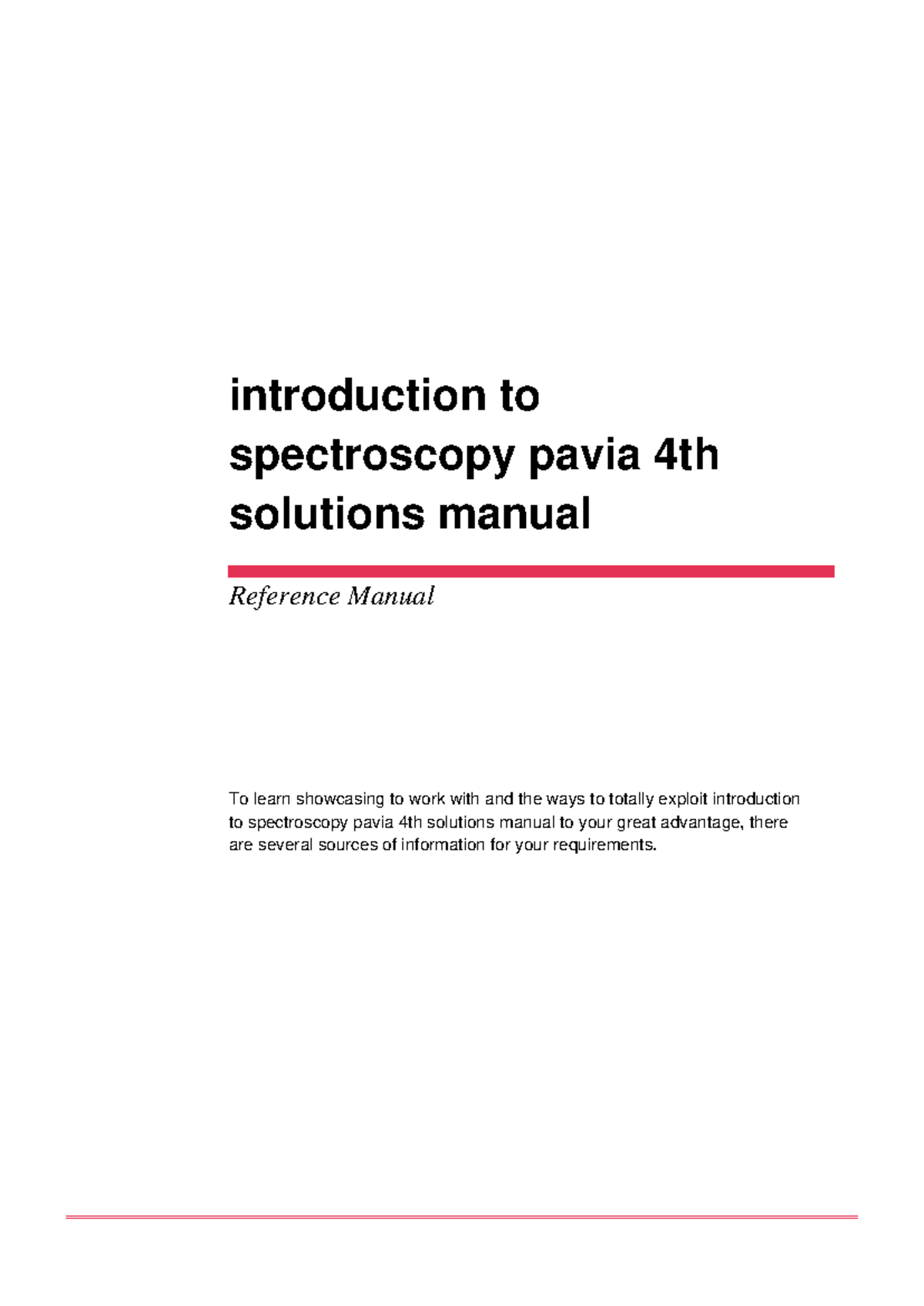 Introduction to Spectroscopy Pavia 4th Solutions Manual Guide - Studocu