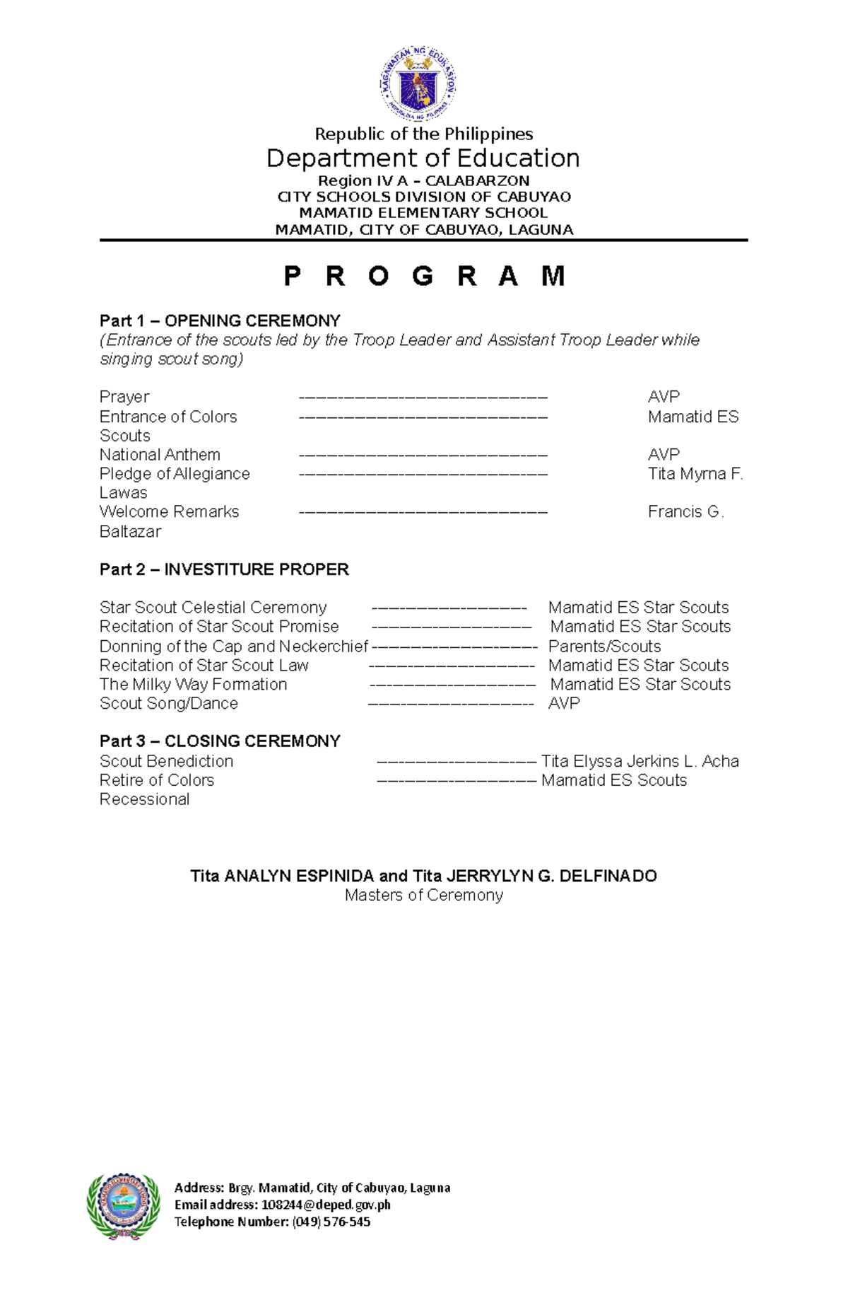 STAR Scout Program Opening & Closing Ceremonies Guide - Studocu