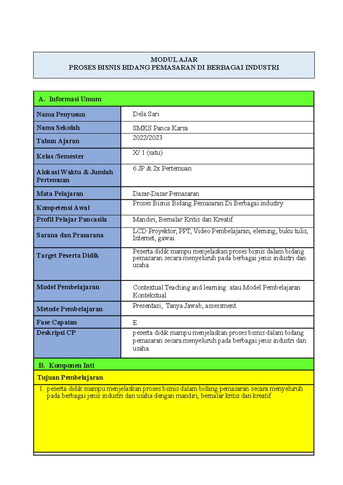 Modul 1: Proses Bisnis Pemasaran di Berbagai Industri (Fase E) - Document Preview