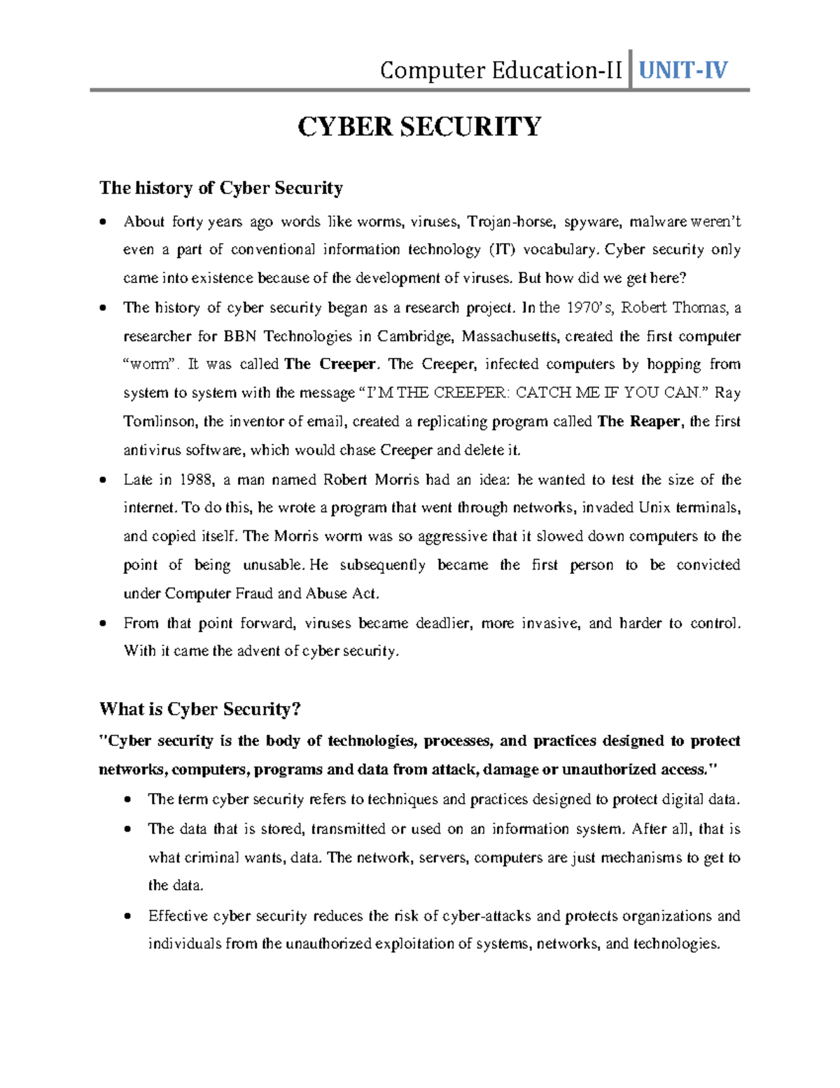 UNIT-IV Cyber Security Overview and Best Practices - Studocu