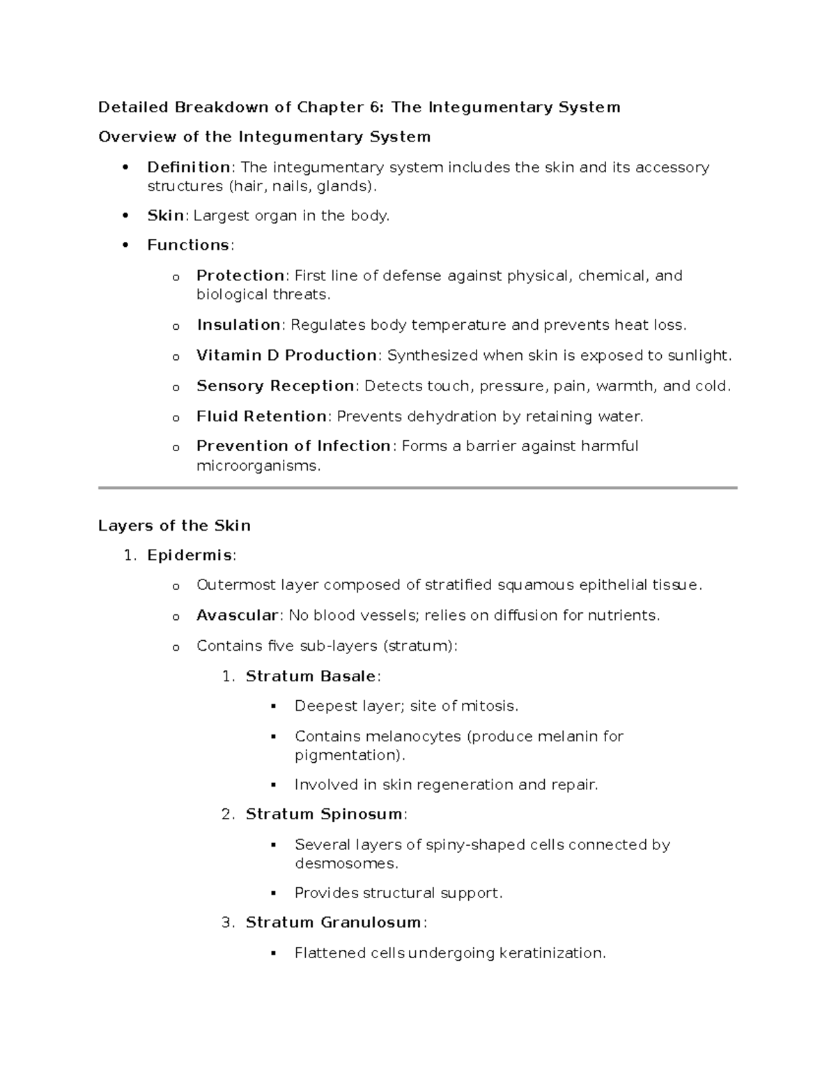 Detailed Overview of Chapter 6: The Integumentary System - Detailed ...