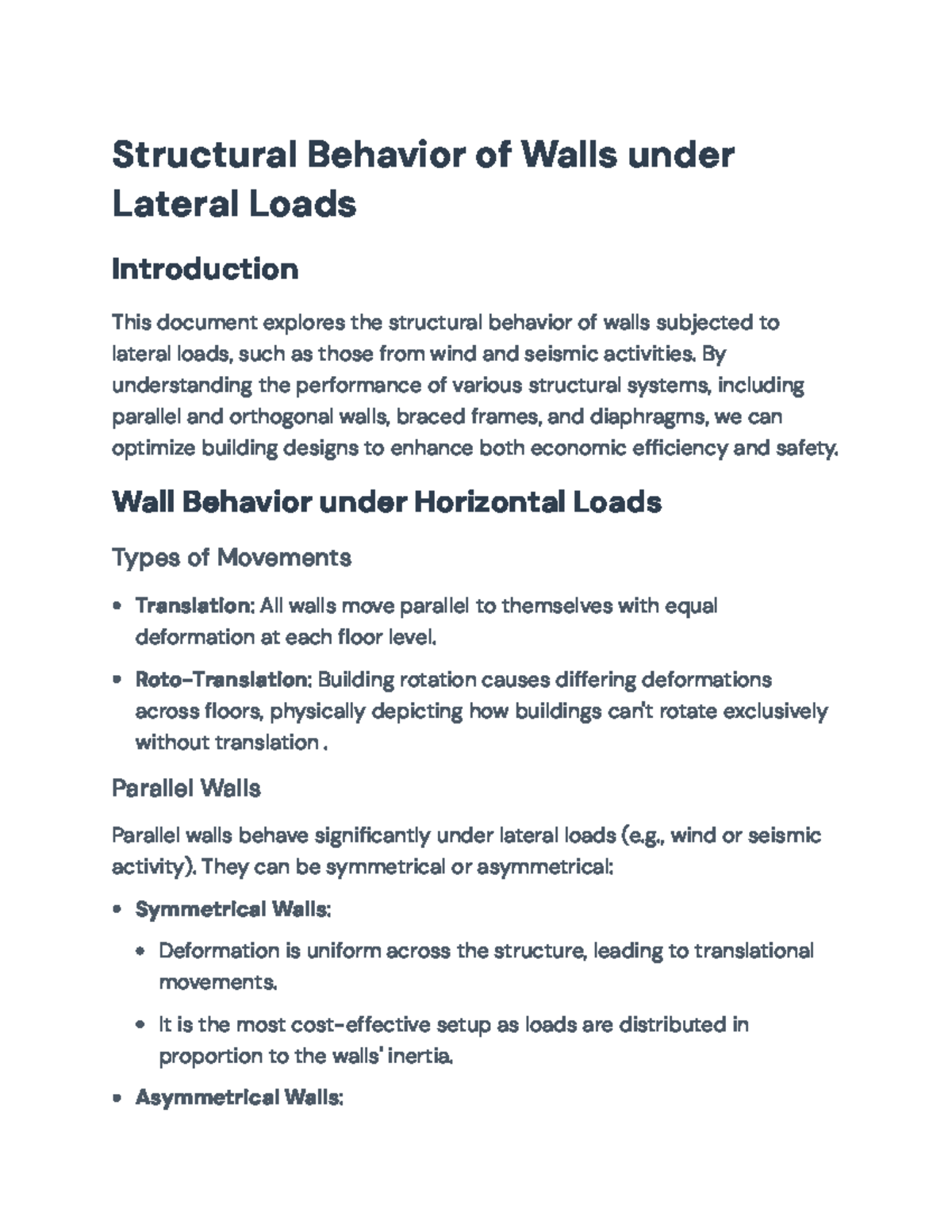 Structural Behavior of Walls under Lateral Loads - Insights & Analysis ...