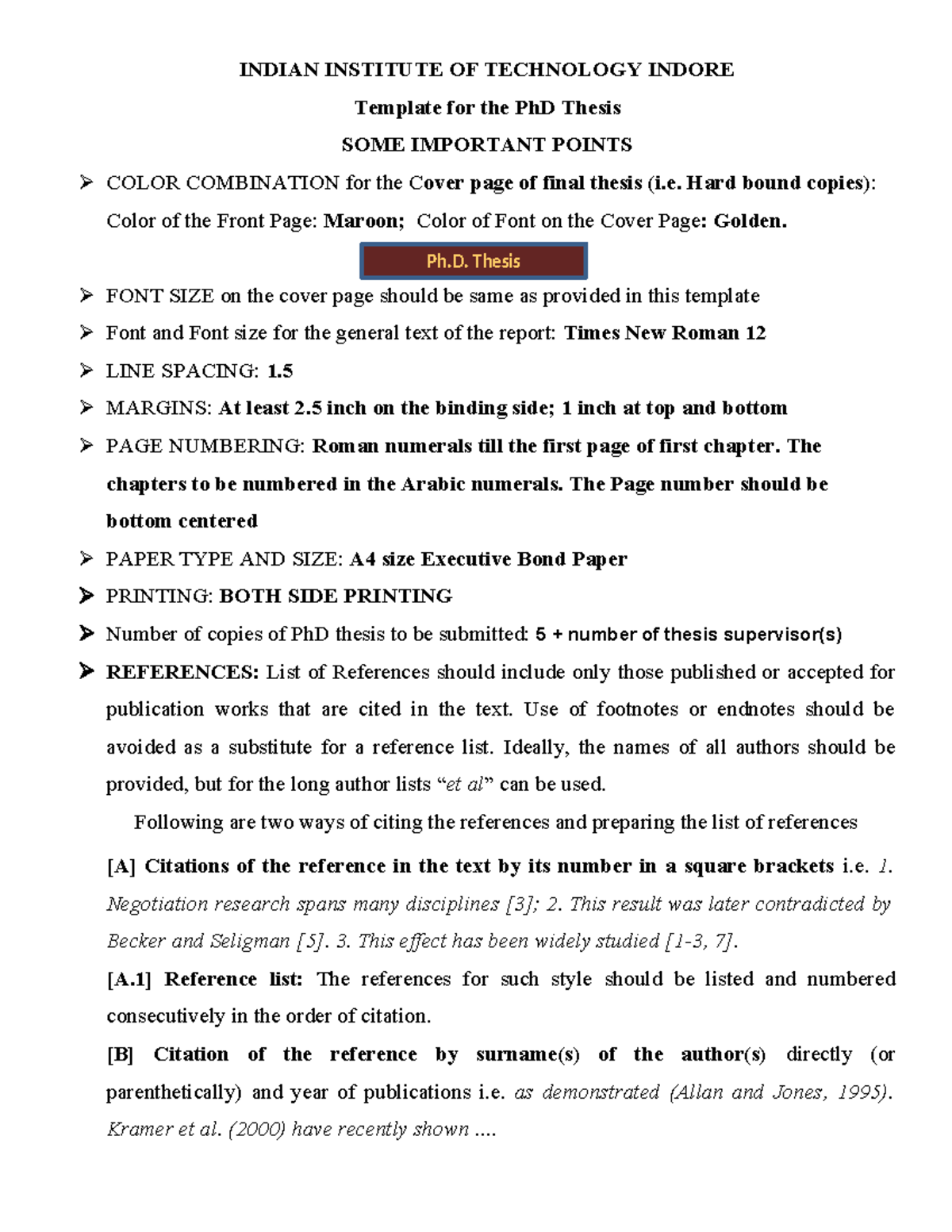 PhD Thesis Template - IIT Indore - Formatting Guidelines - Studocu