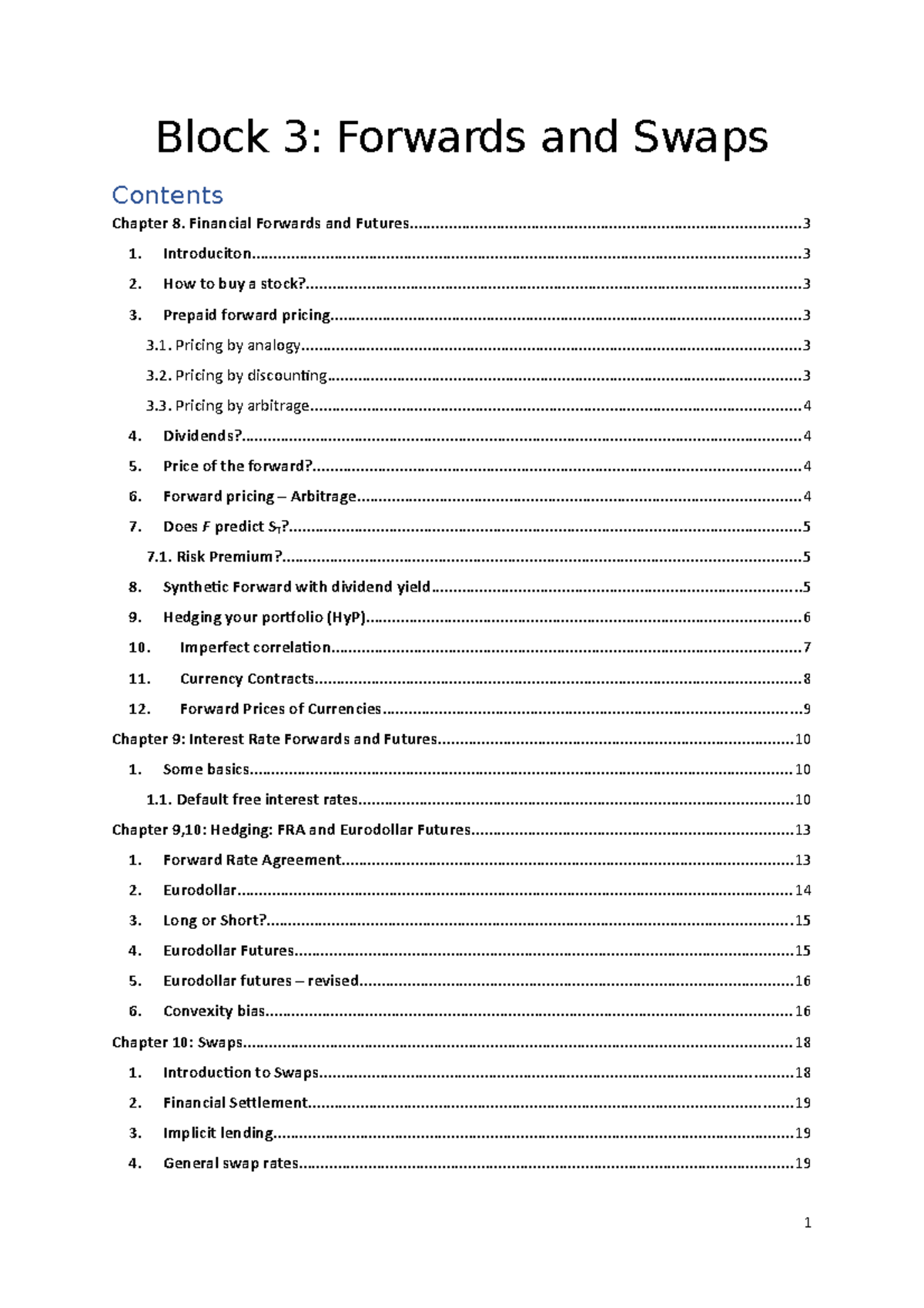 FRM - Financial Risk Management Block 3: Forwards & Swaps Overview ...
