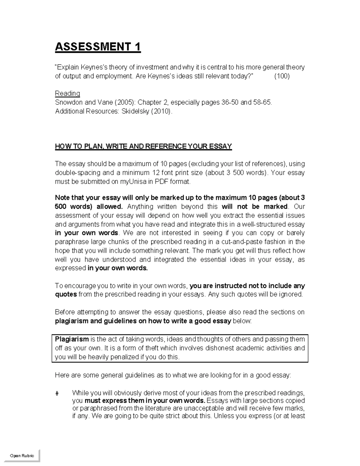 ECS4861 Assignment 3: Wage and Price Rigidities in Keynesian Economics ...