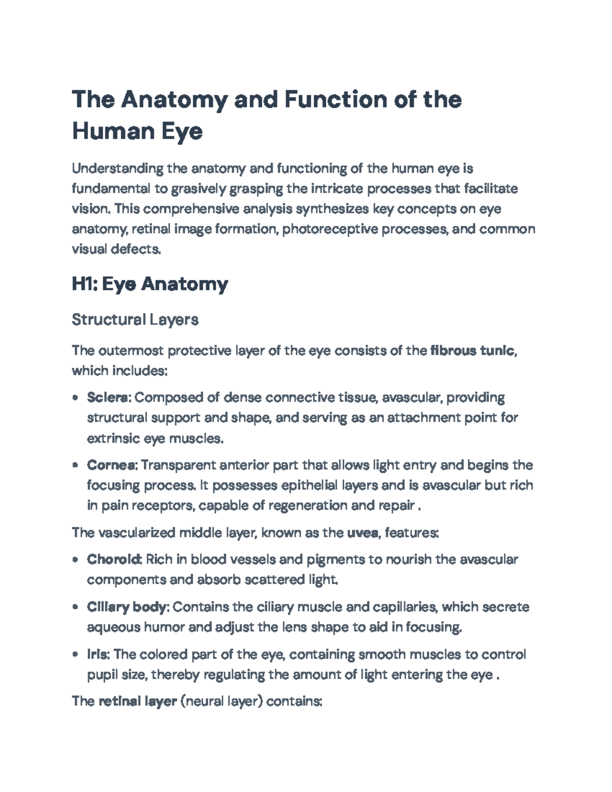 The Anatomy and Function of the Human Eye: Comprehensive Analysis - The ...