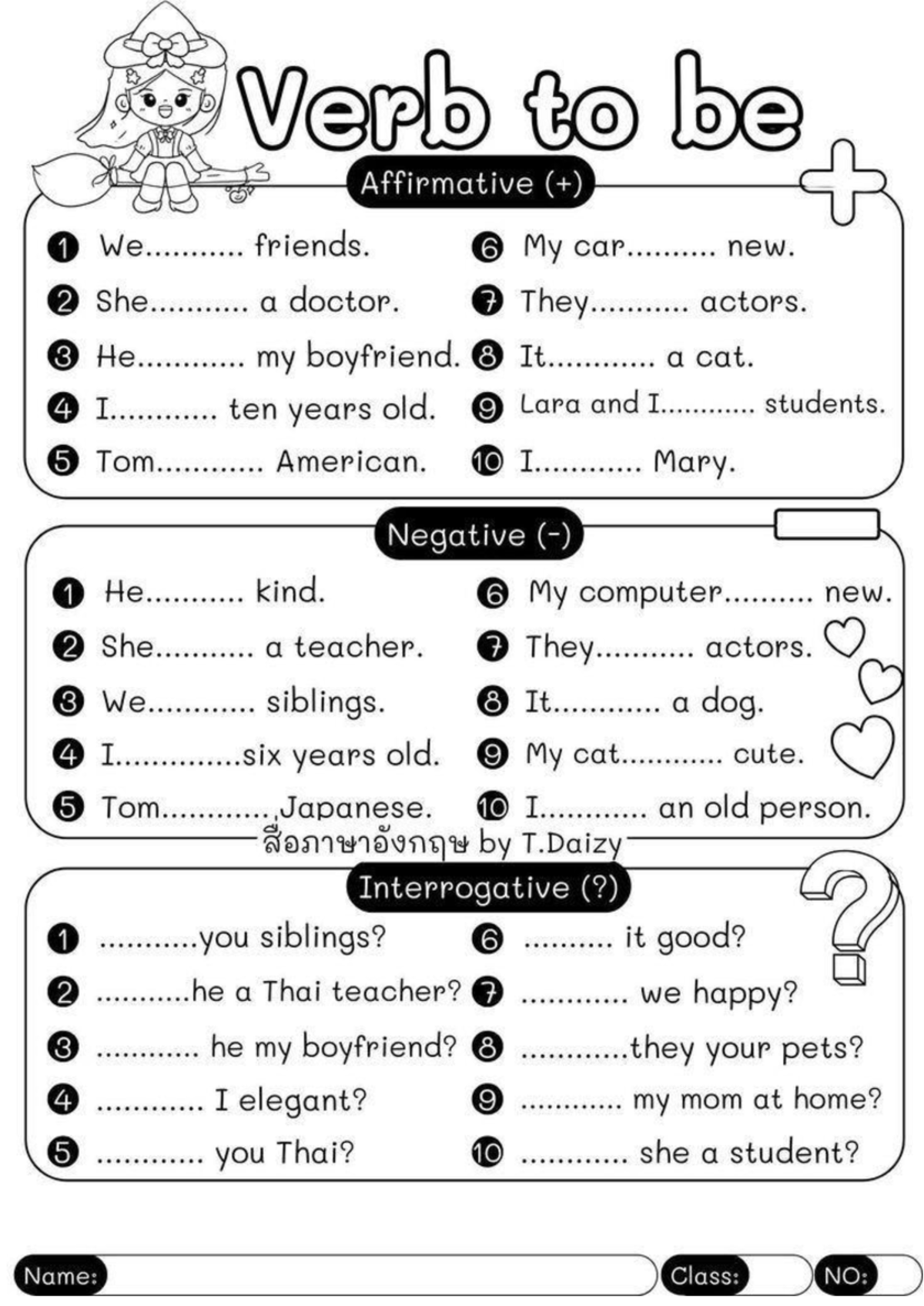 Verb to Be: Affirmative, Negative & Interrogative Exercises (ENG101 ...