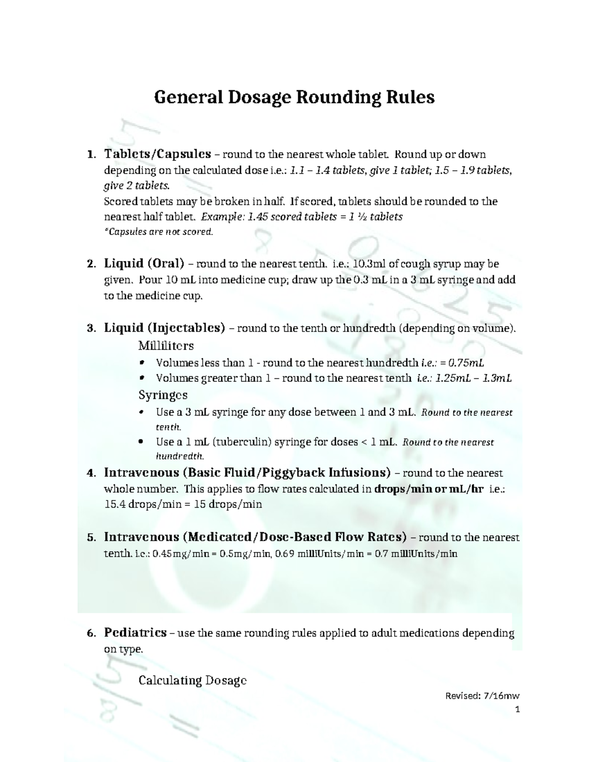 Dosage Rounding Rules for Tablets, Liquids, and IVs: Essential Guide ...