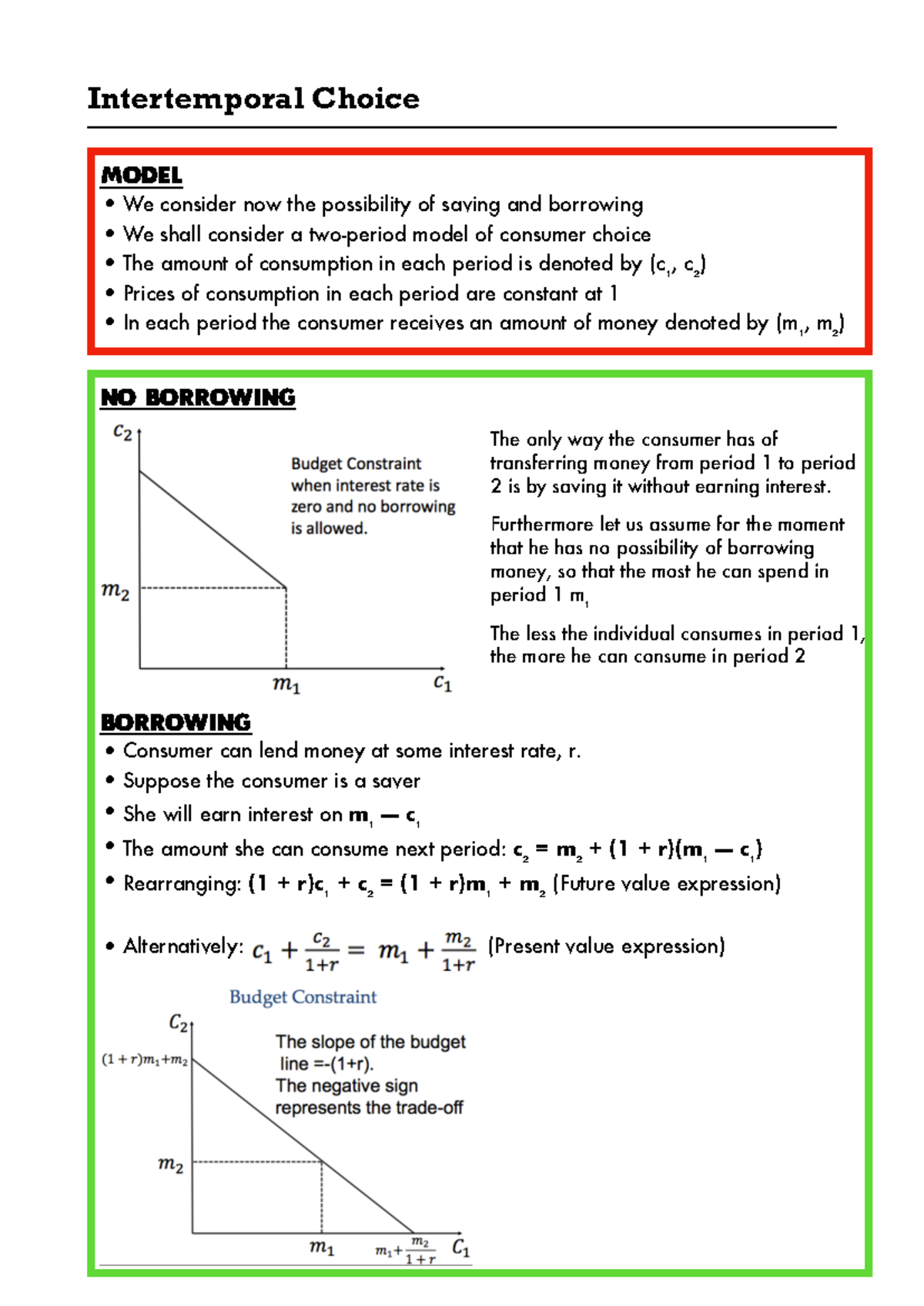 Intertemporal Choice - Lecture notes - Intertemporal Choice model • We ...