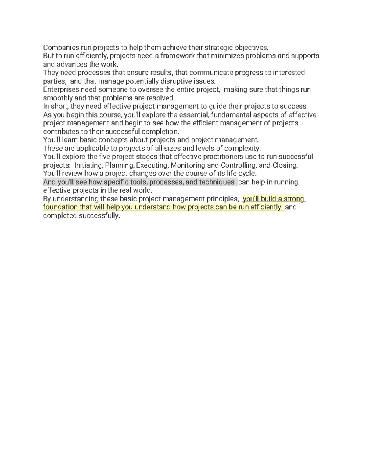 Notes 1.03: Fundamentals of Effective Project Management - Studocu