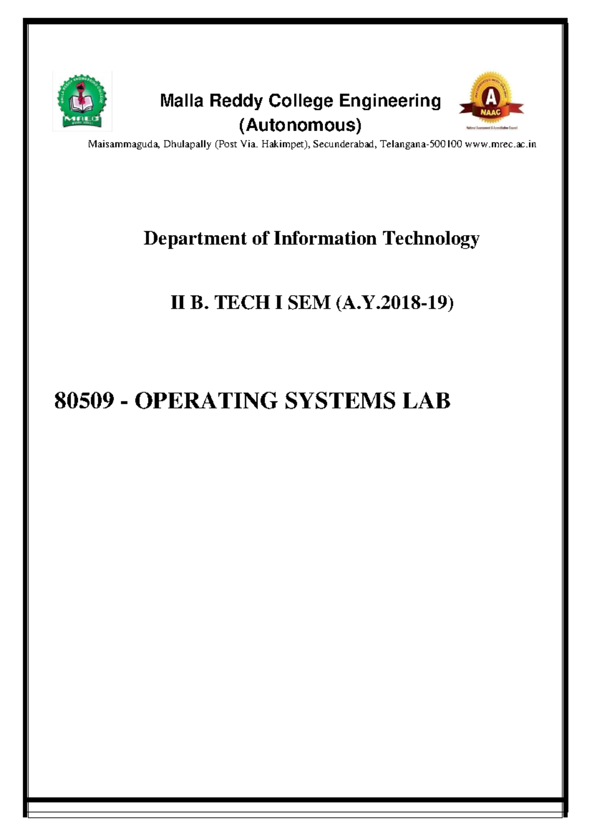 20210624-80509 - Operating Systems LAB - Malla Reddy College ...
