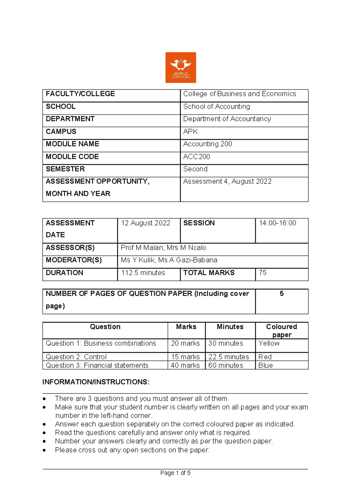 Assessment 4 - ACC 200 Full Paper on Business Combinations and ...