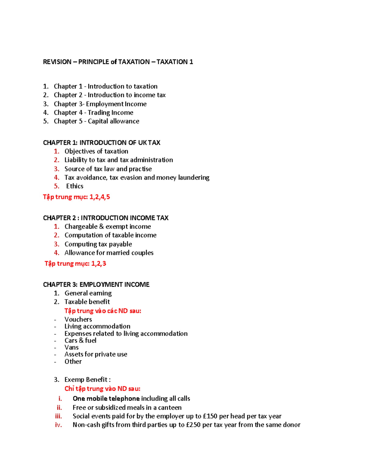 2025 Final Revision - Taxation 1: Key Concepts & Income Tax - Studocu