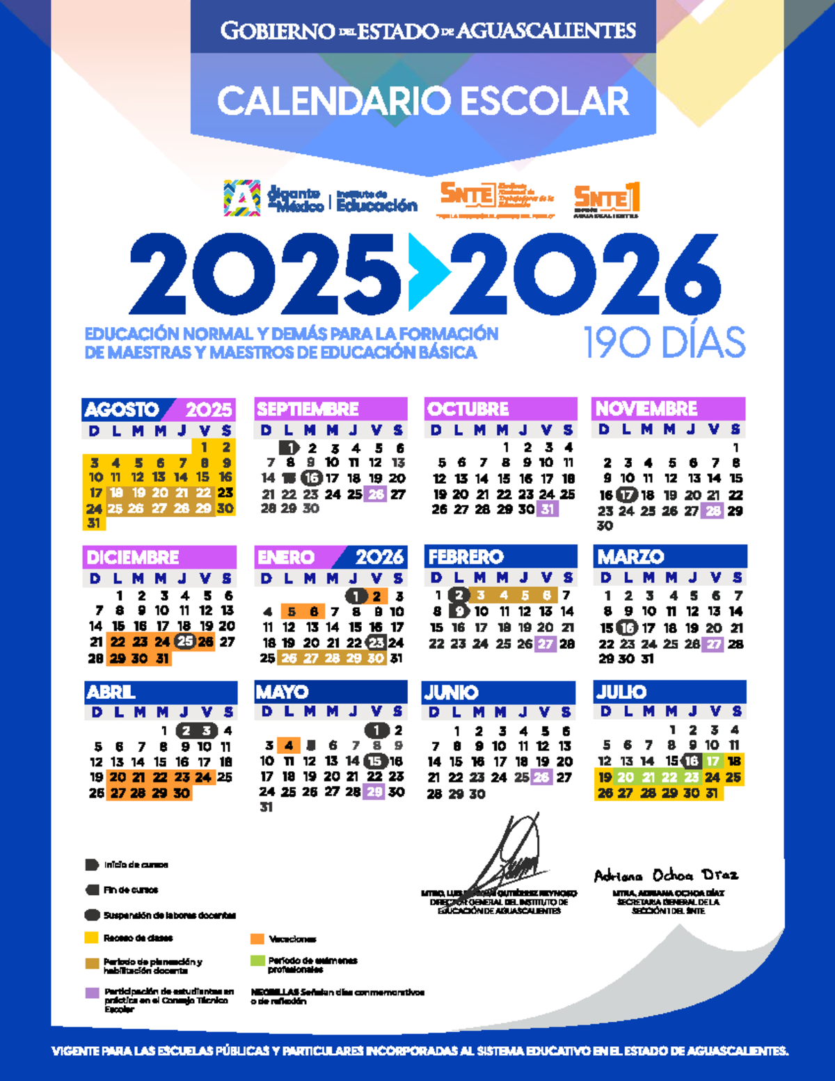 Calendario Escolar 2025-2026 para Escuelas Normales en Aguascalientes ...