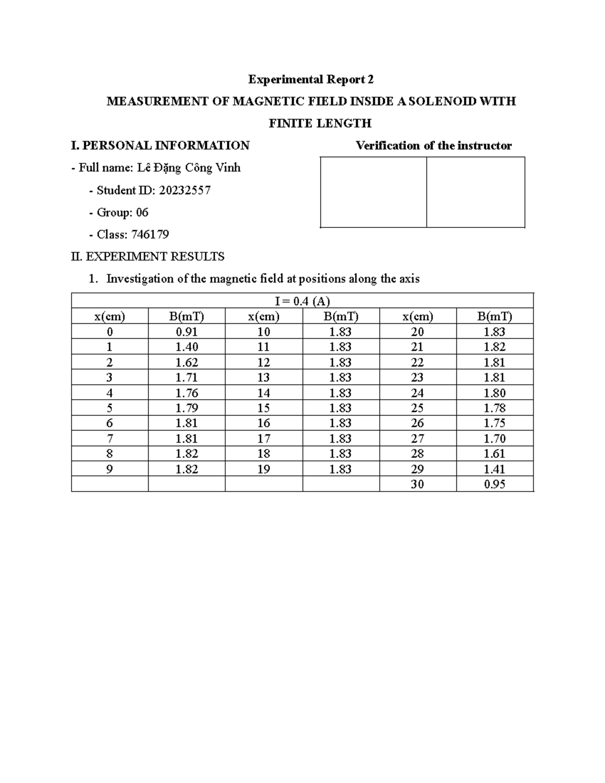 Experiment Report 2 (1) official - Experimental Report 2 MEASUREMENT OF ...