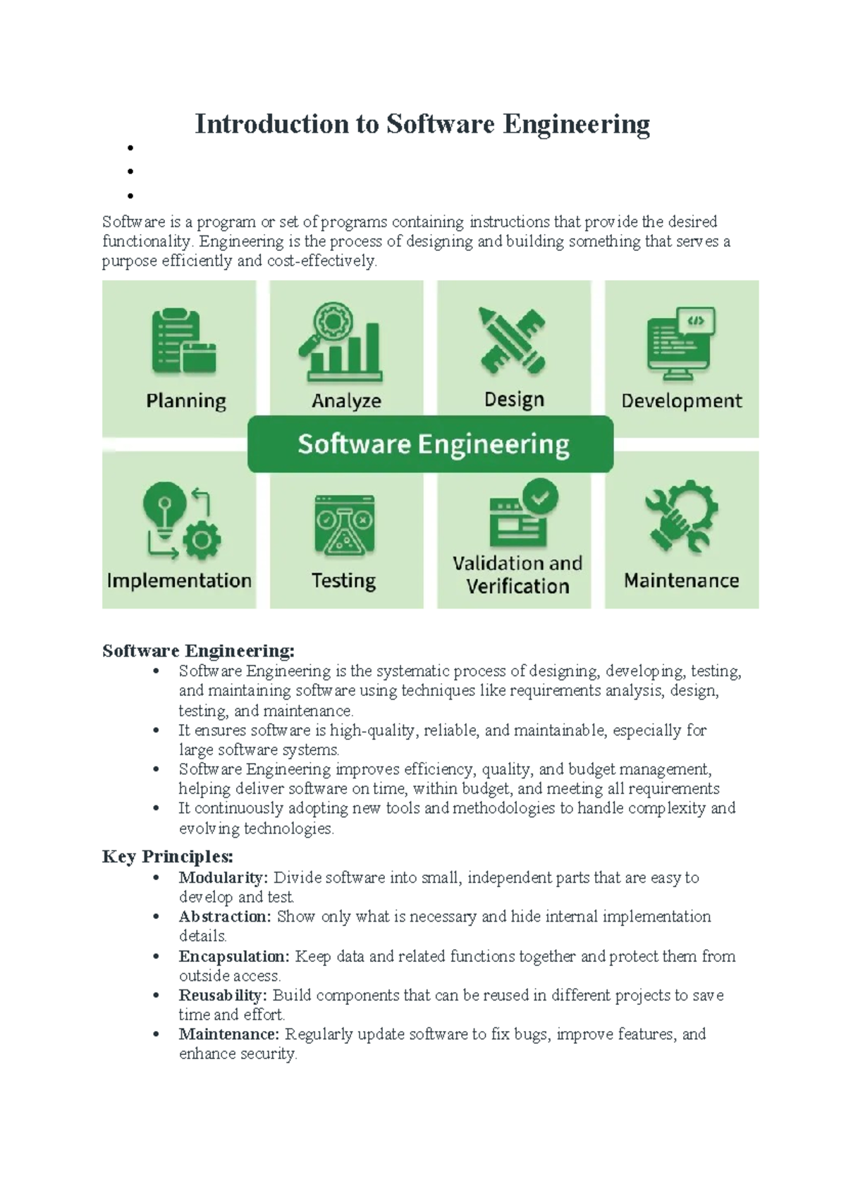 Introduction to Software Engineering (CS101) - Key Concepts and ...