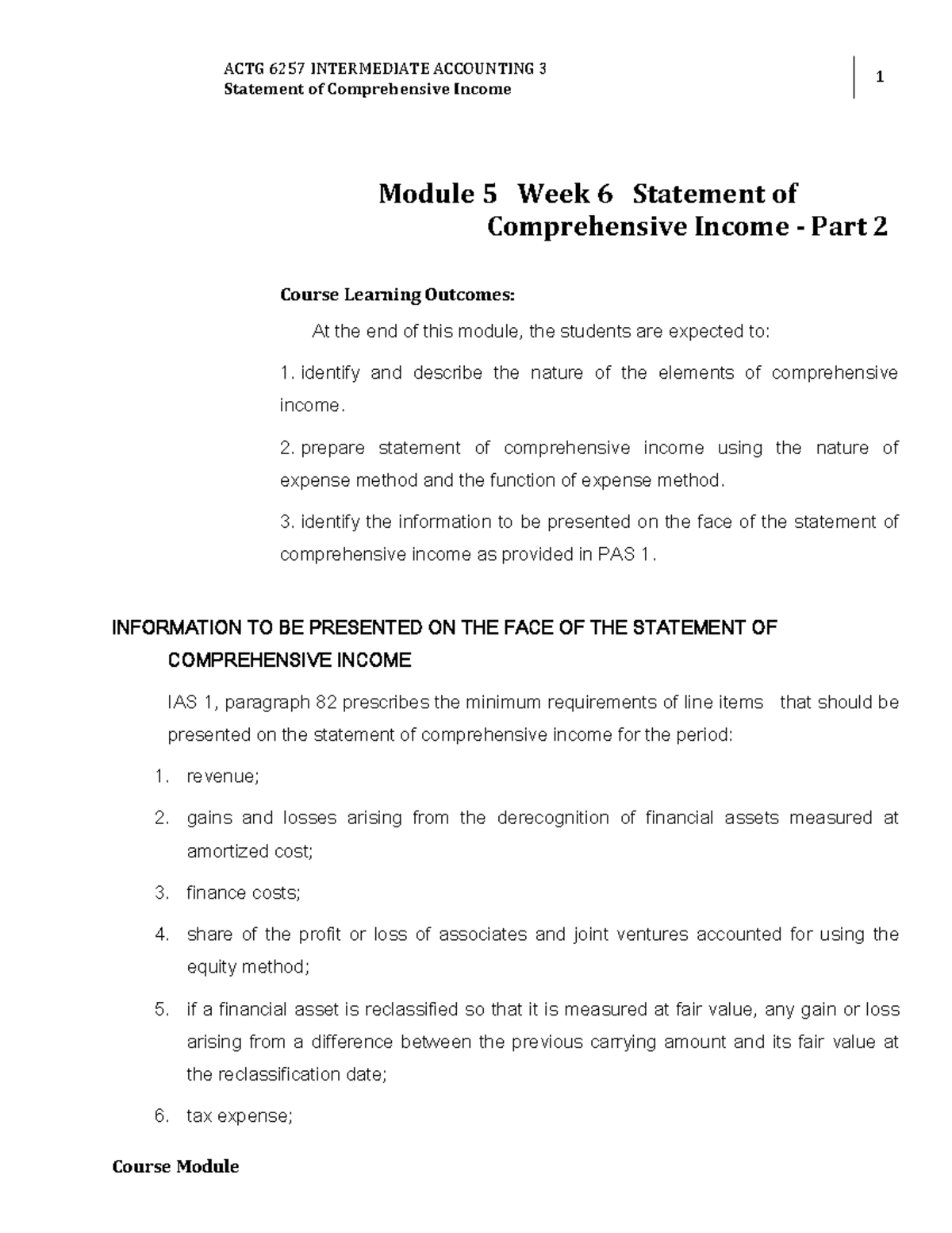 ACTG 6257 INTERMEDIATE ACCOUNTING 3 W6 Module 5 Statement of ...