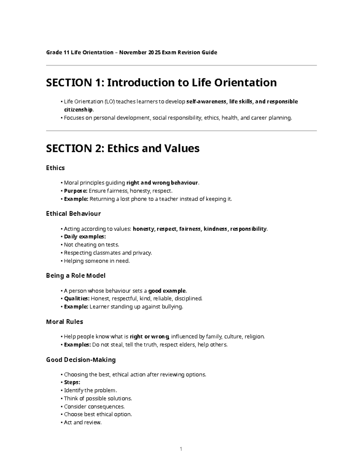 Grade 11 LO November 2025 Exam Revision Guide - Studocu