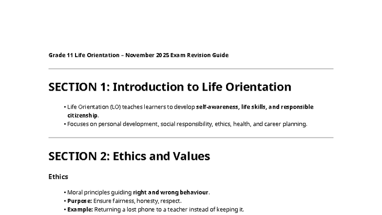 Grade 11 LO November 2025 Exam Revision Guide - Studocu