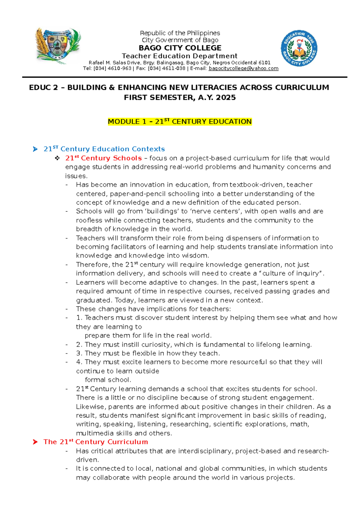 EDUC 2 - Module 1: Enhancing New Literacies in 21st Century Education ...