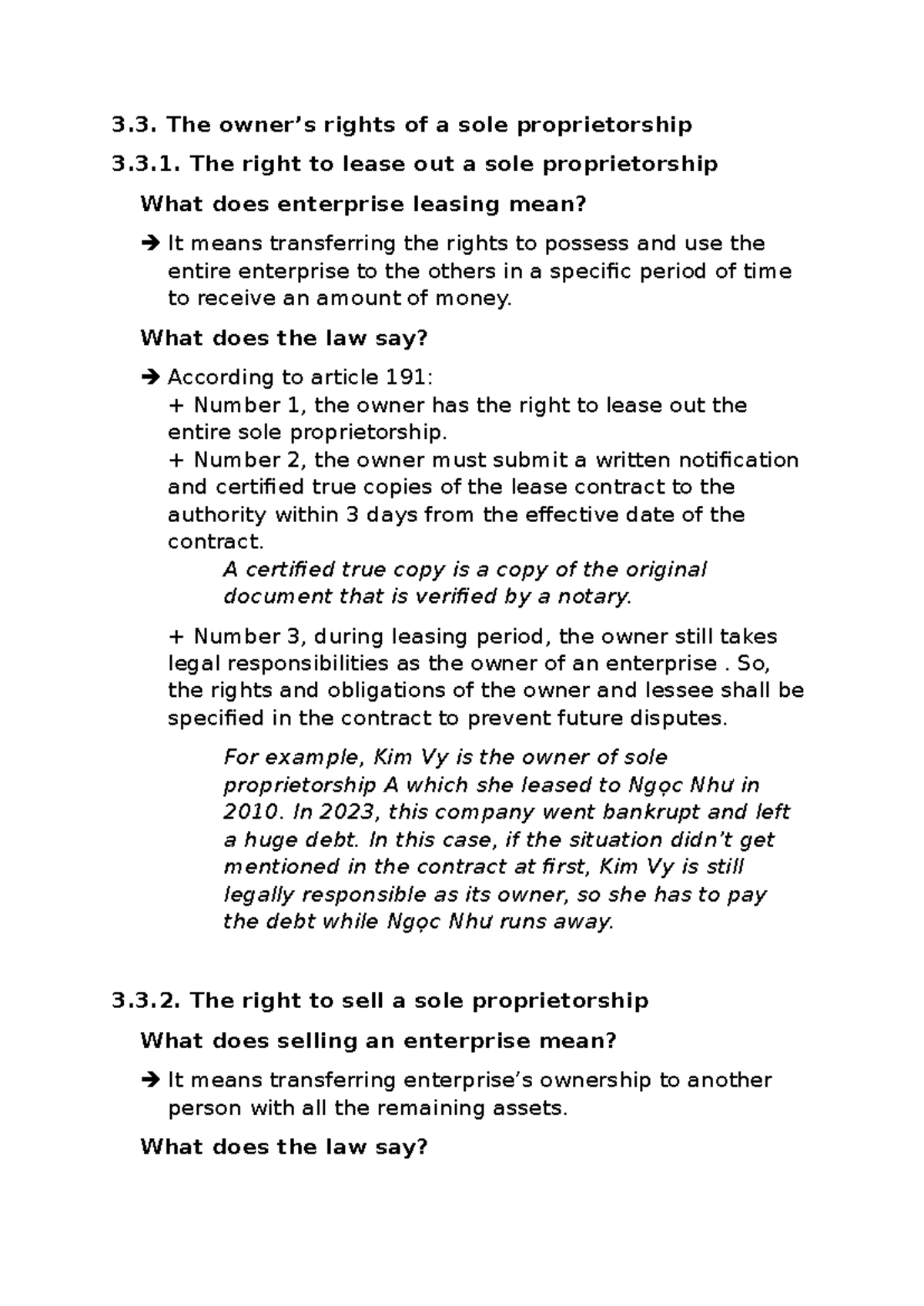 Company Law Script - The owner’s rights of a sole proprietorship 3.3 ...