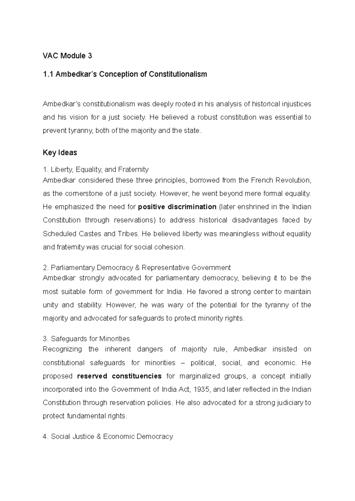 VAC Module 3: Ambedkar's Vision for Constitutionalism - Studocu