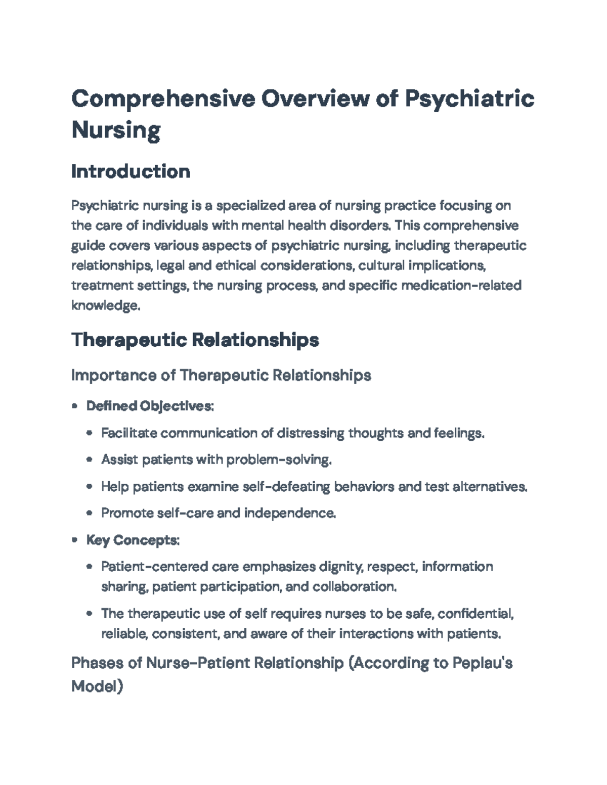 Comprehensive Overview of Psychiatric Nursing and Care Approaches ...