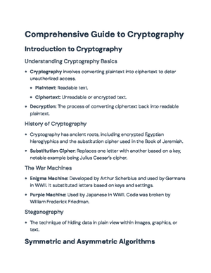Comprehensive CS101 Guide to Cryptography & Network Defense - Studocu