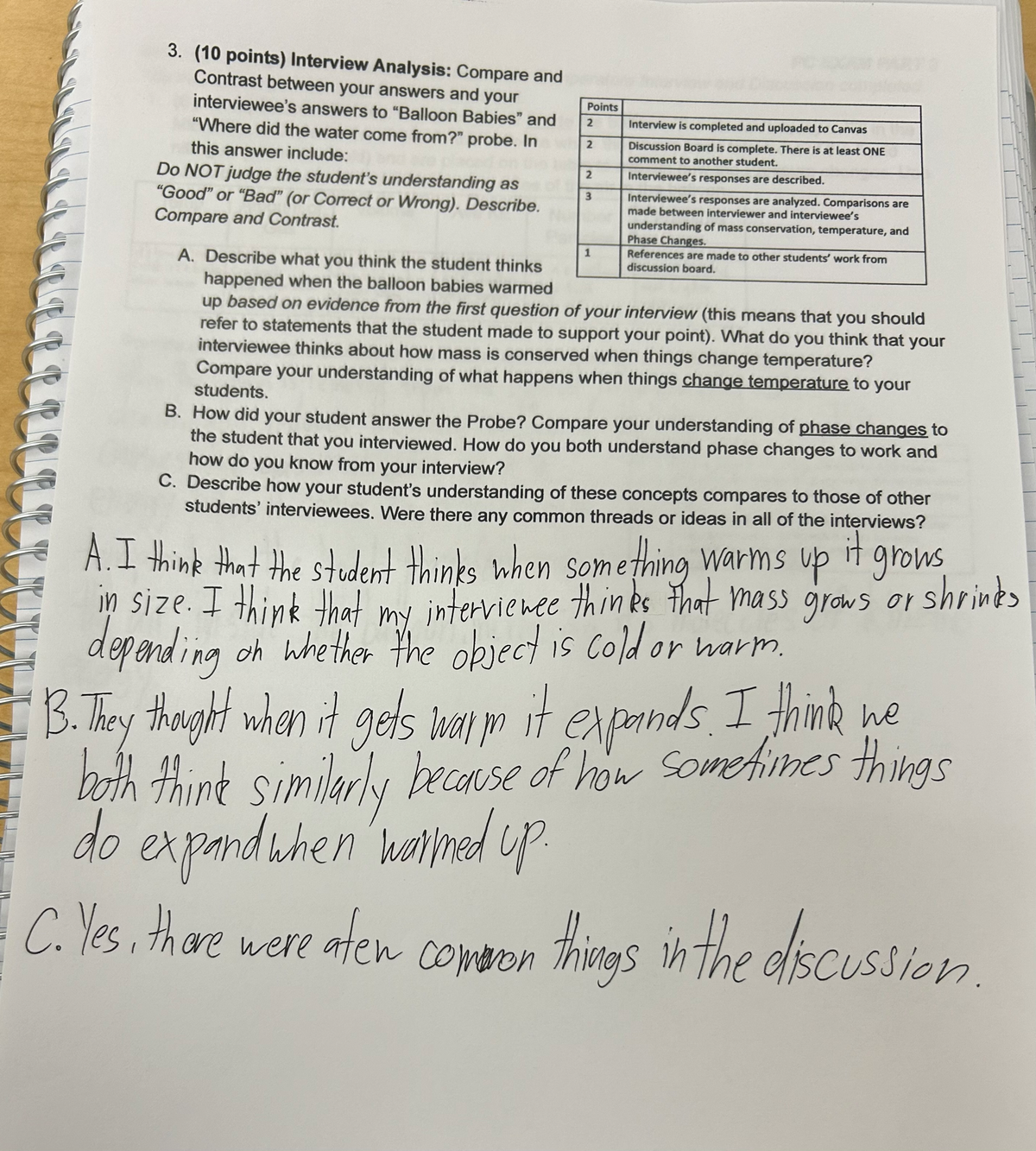 Exam 3-worksheet - none - 3. (10 points) Interview Analysis: Compare ...