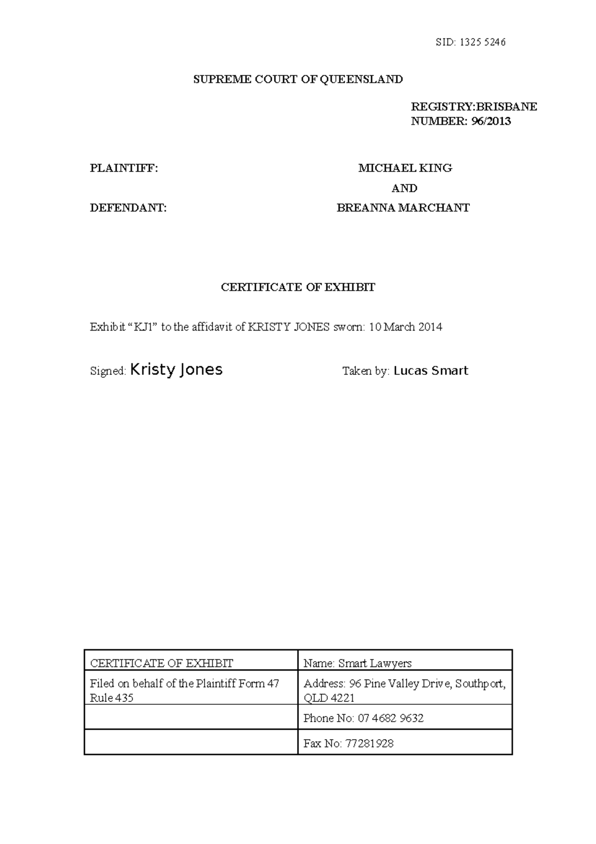 Certificates of Exhibit in Supreme Court Case No. 96/ - Studocu