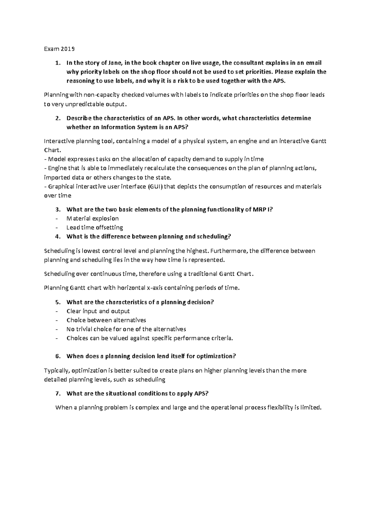 Advanced Planning & Scheduling (APS) Exam Prep: Questions & Answers ...