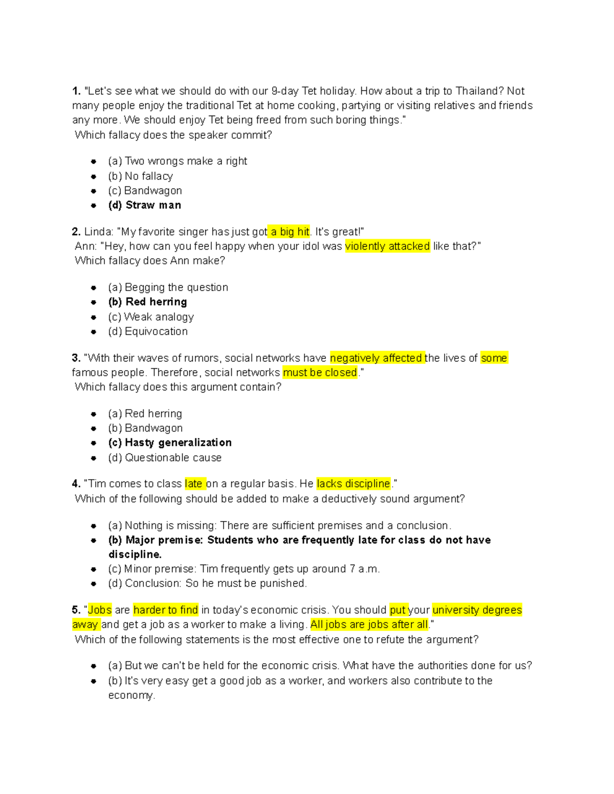 Critical Thinking - Practical Exam Prep for Final (CT101) - Studocu