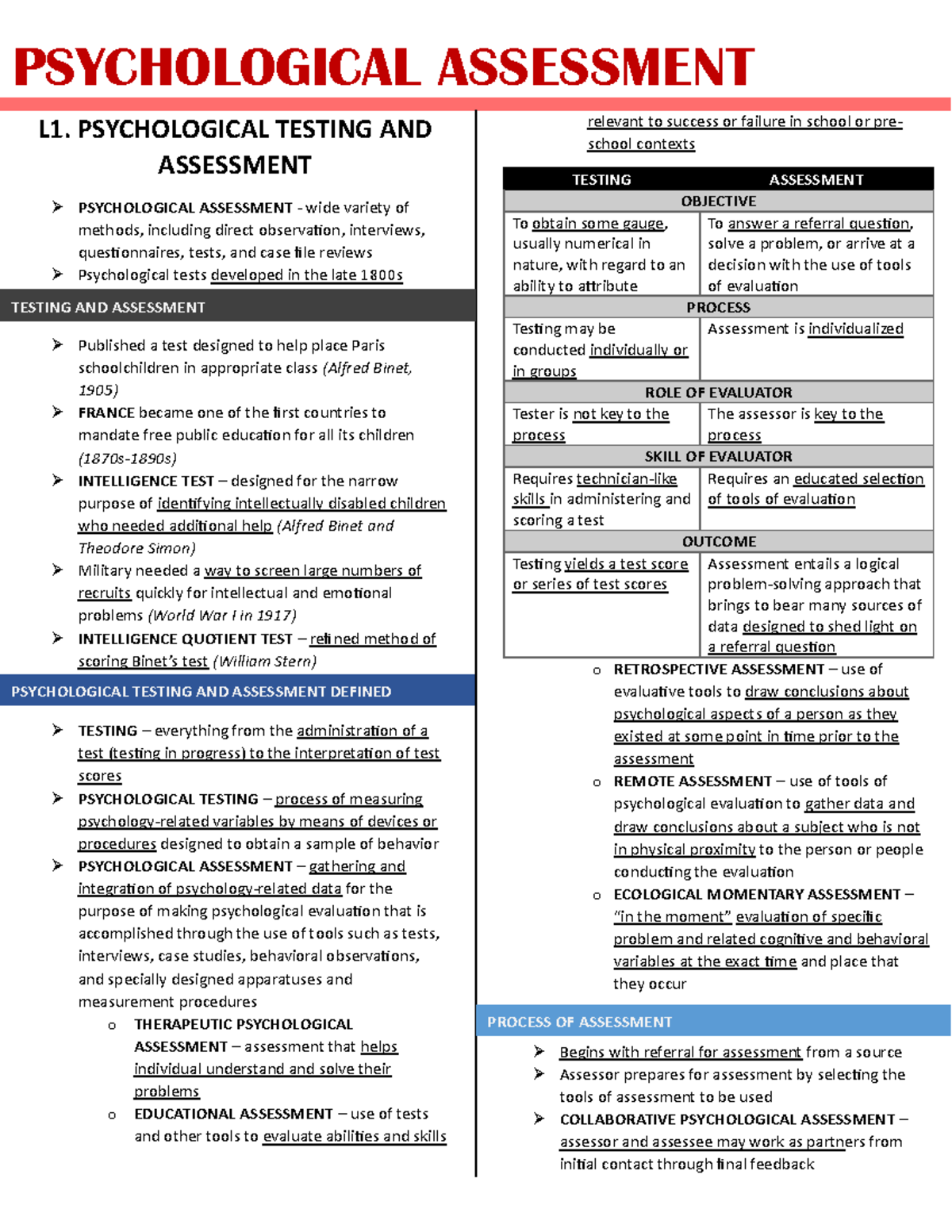 Psychological Assessment: Methods, History, and Ethical Considerations ...