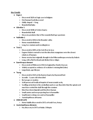 Human Evolution Exam 1 Review Sheet - Evolution Evolution = change over ...