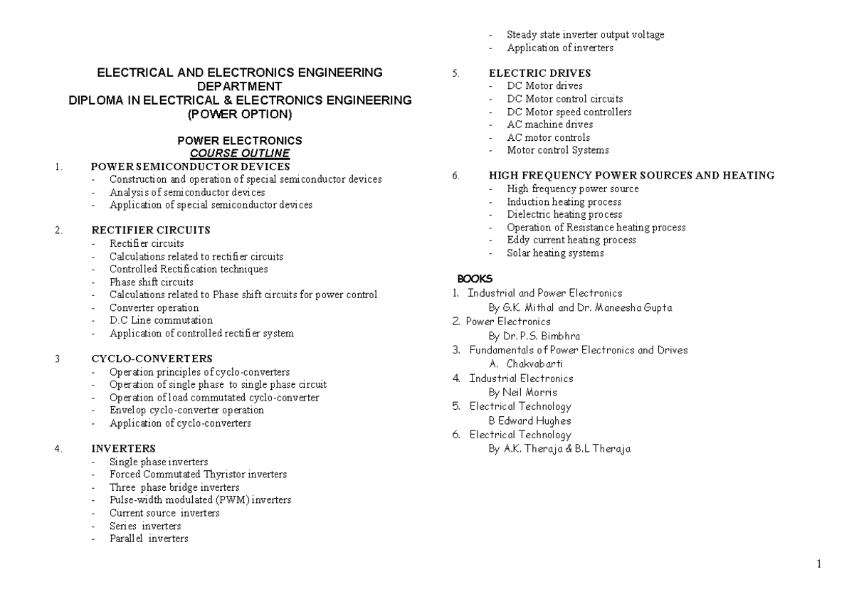 Power Electronics Notes for Diploma in Electrical Engineering (Module 3 ...