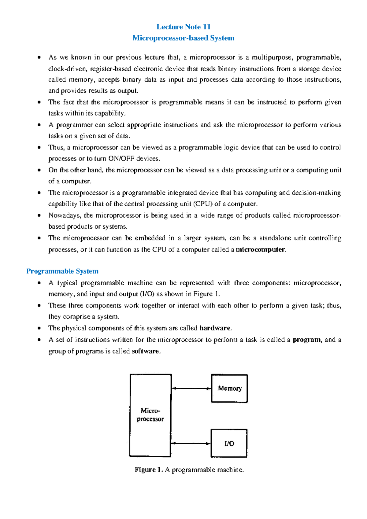 Lecture Note 11: Understanding Microprocessors and Their Systems - Studocu