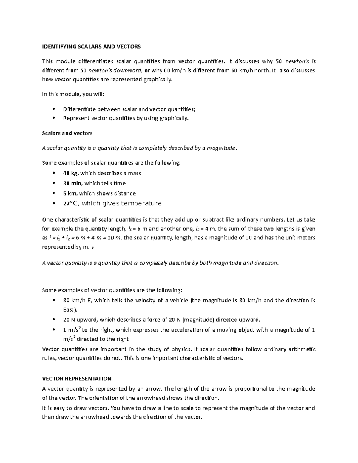 Physics M3 - Identifying scalar and vector, module 3 - IDENTIFYING ...