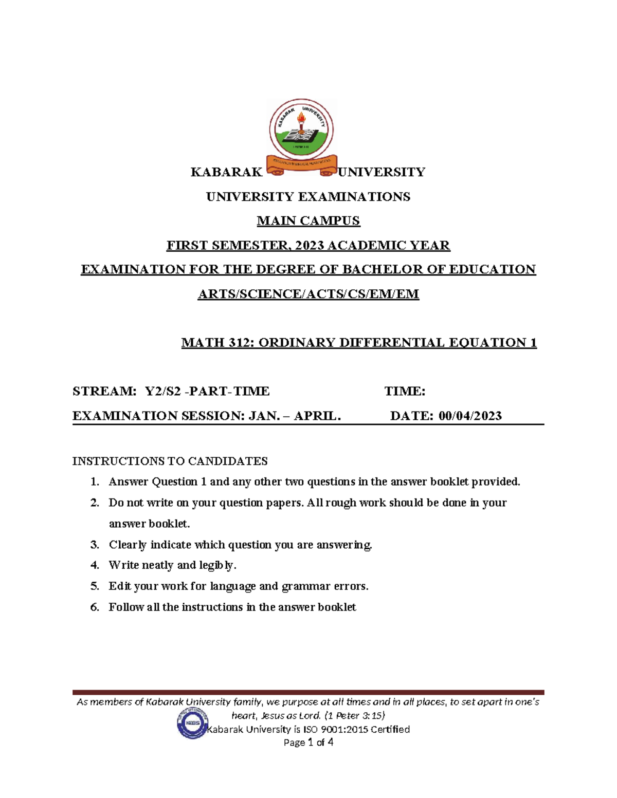 MATH 312: Final Exam Notes on Ordinary Differential Equations - Studocu