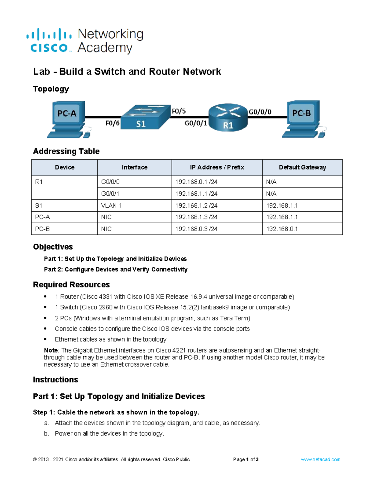 10.4.4 Lab - Build a Switch and Router Network - Lab - Build a Switch ...