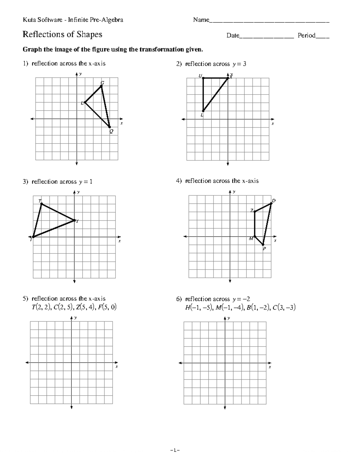 Reflections Worksheet - Kuta Software Transformations Guide - Studocu