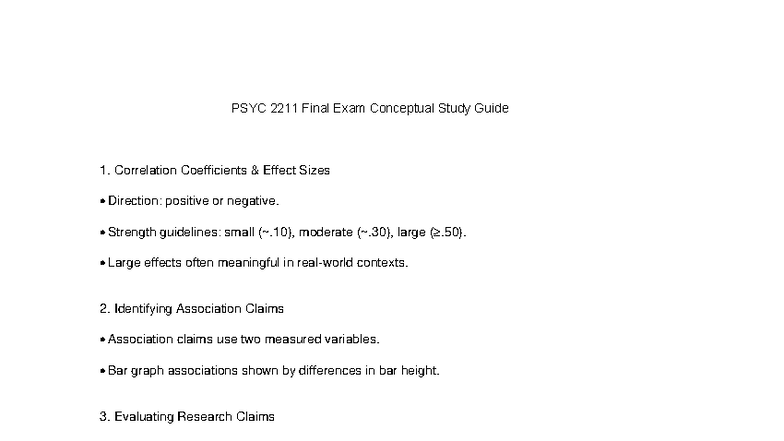 PSYC 2211 Final Exam Study Guide: Key Concepts & Correlation Insights ...