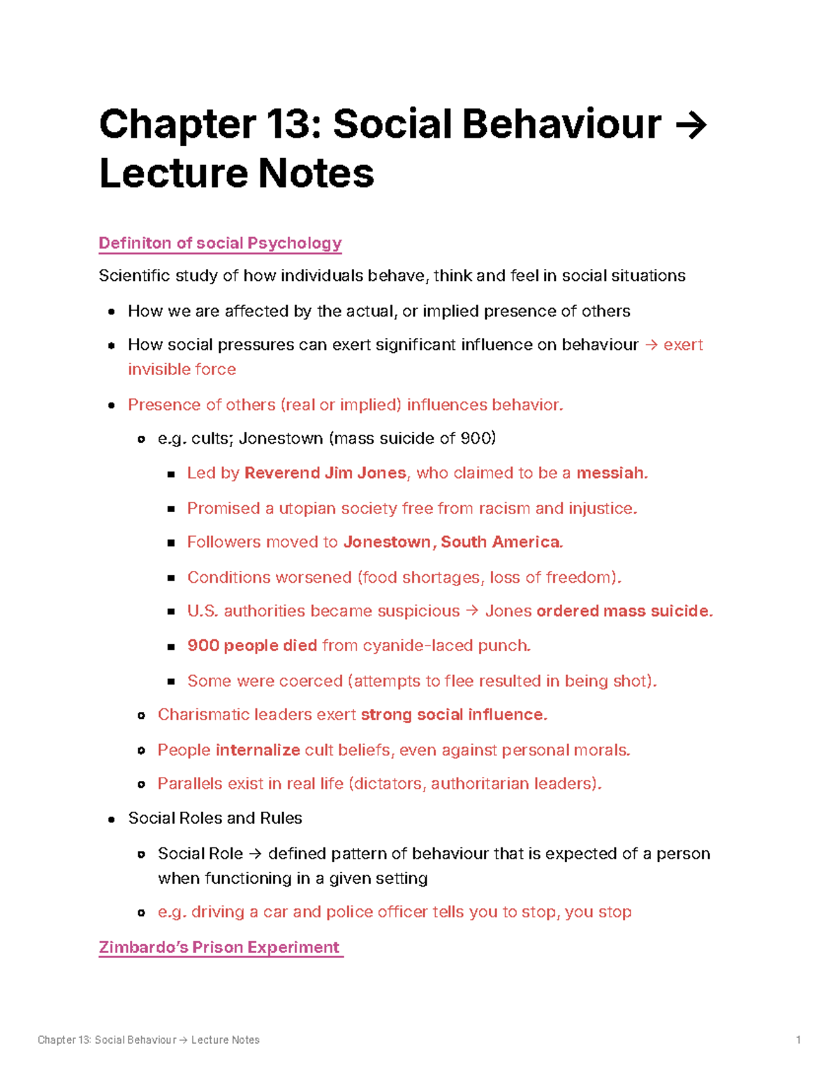 PSYC 1010 Chpt 13 Social Behaviour Lecture Notes - Chapter 13: Social ...