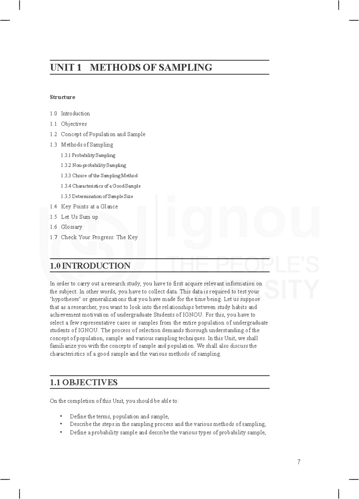UNIT 1: METHODS OF SAMPLING - A Comprehensive Guide - Studocu