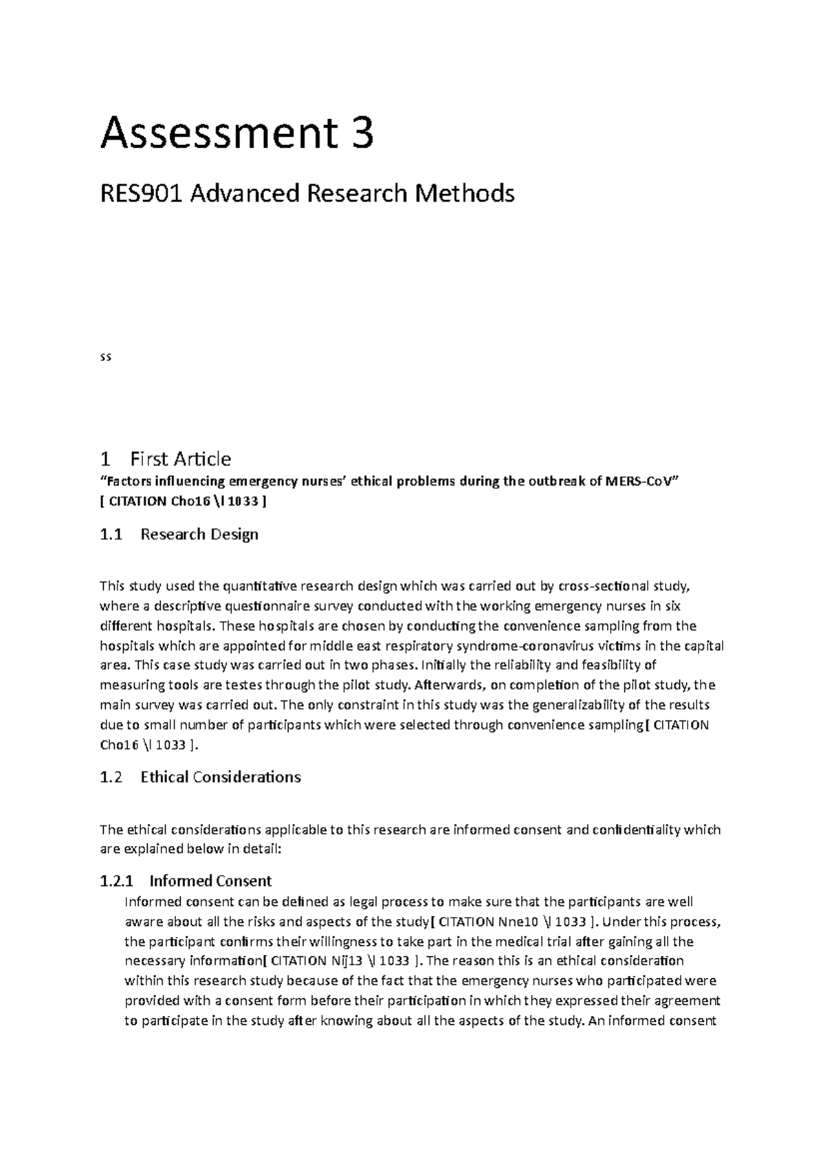 Assessment 3 Summary for RES901: Ethical Considerations in Research ...