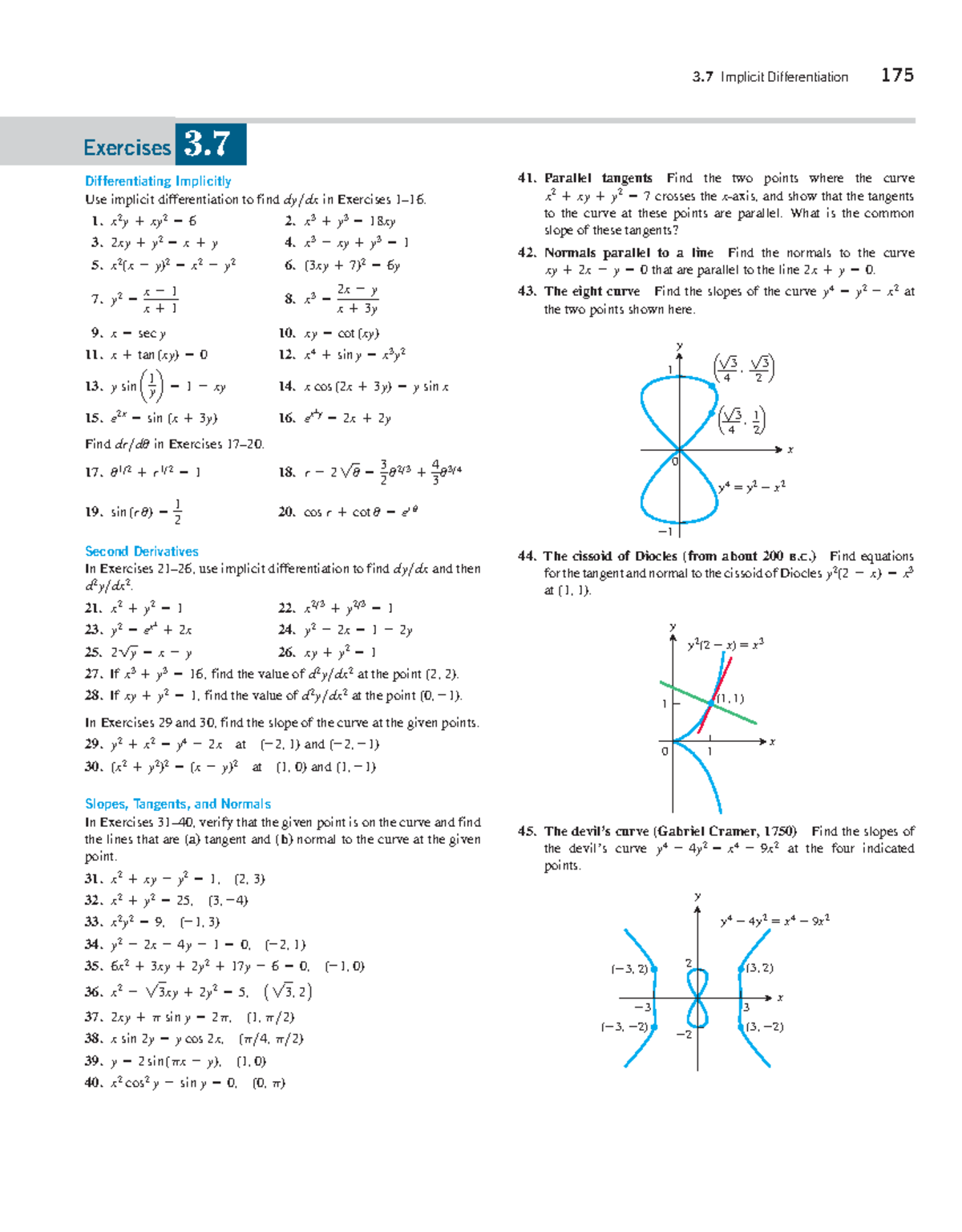 3.7 Implicit Differentiation Exercises from Thomas Calculus - Studocu