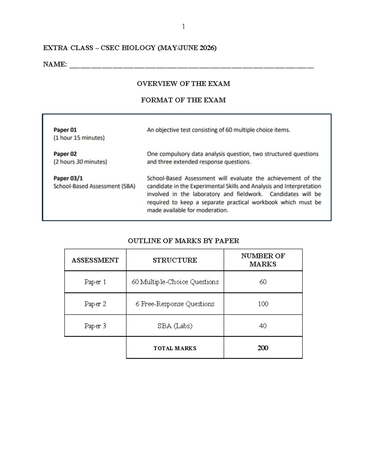 CSEC BIOLOGY 2026: Overview of Excretion and Exam Format - Studocu