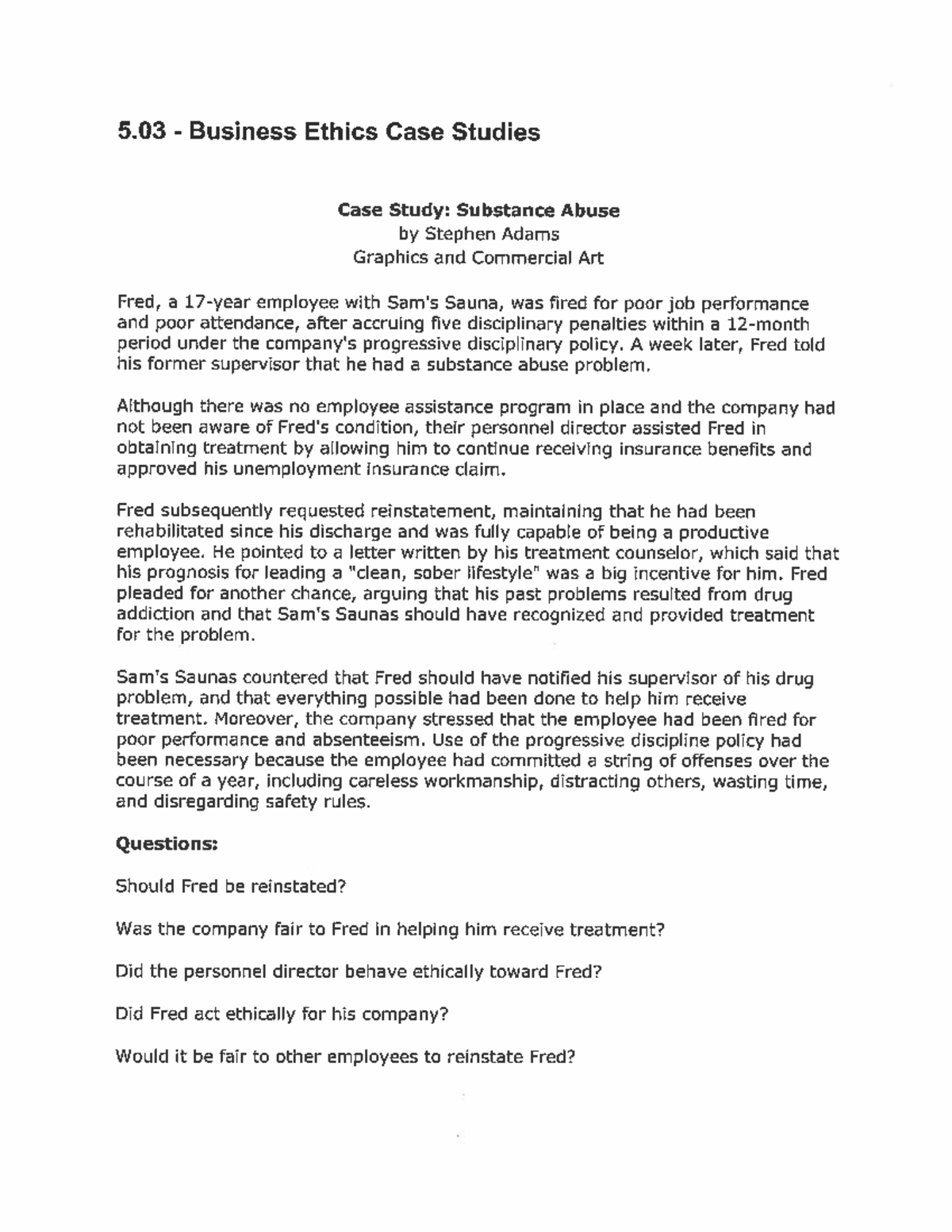 Ethics case studies - nope - 5 Business Ethics Case Studies Case Study ...
